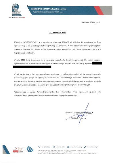 Pismo referencyjne: REMAK S.A.